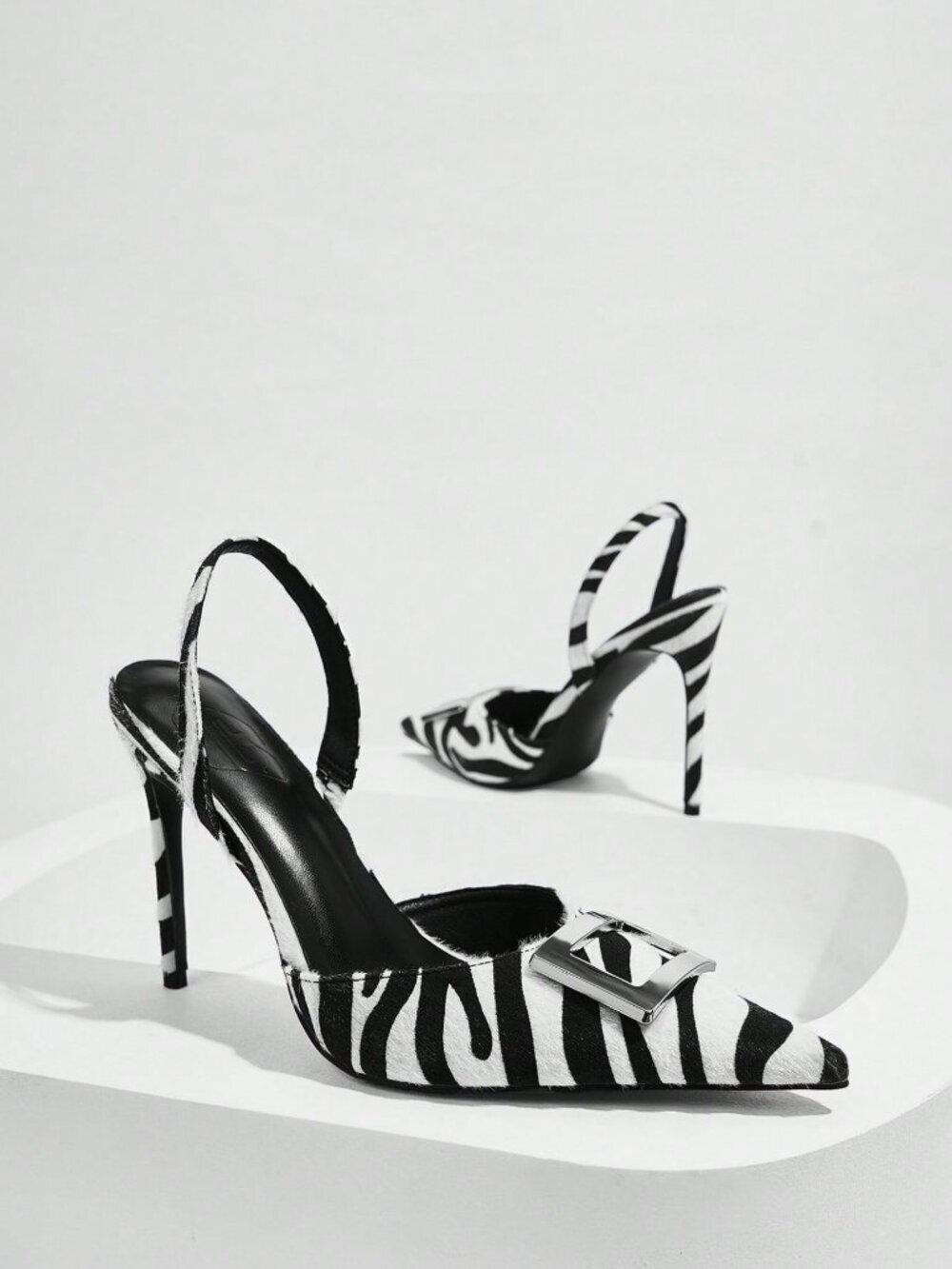 Elegant Women's Pointed Toe Stiletto High Heel  faux Pony Hair High Heels Heels - Picture 10 of 10